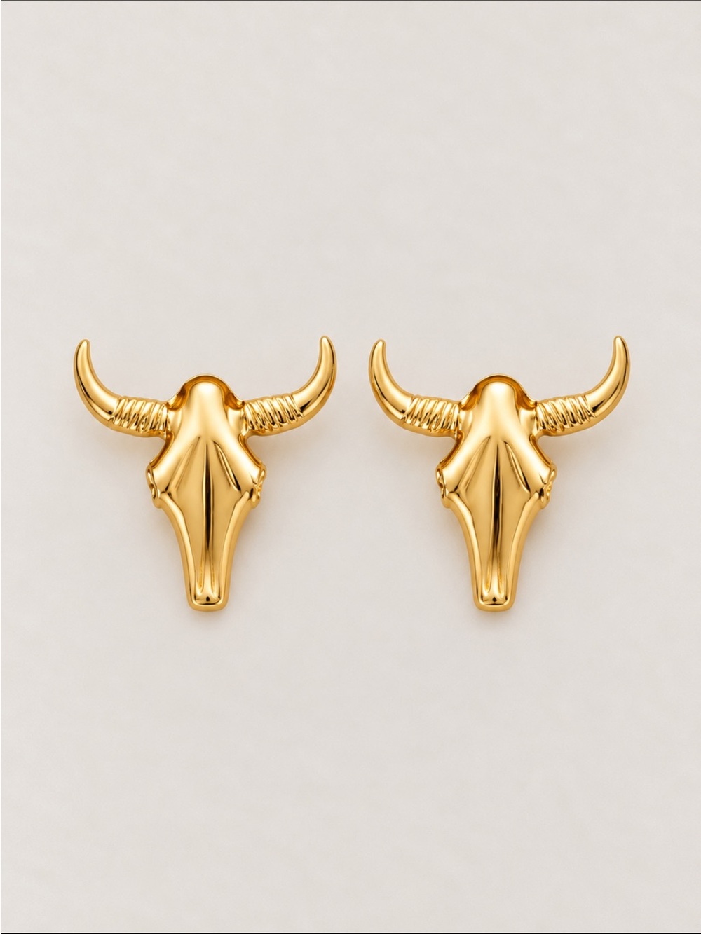 New! Gold Western Longhorn Bull Post Earrings NWOT